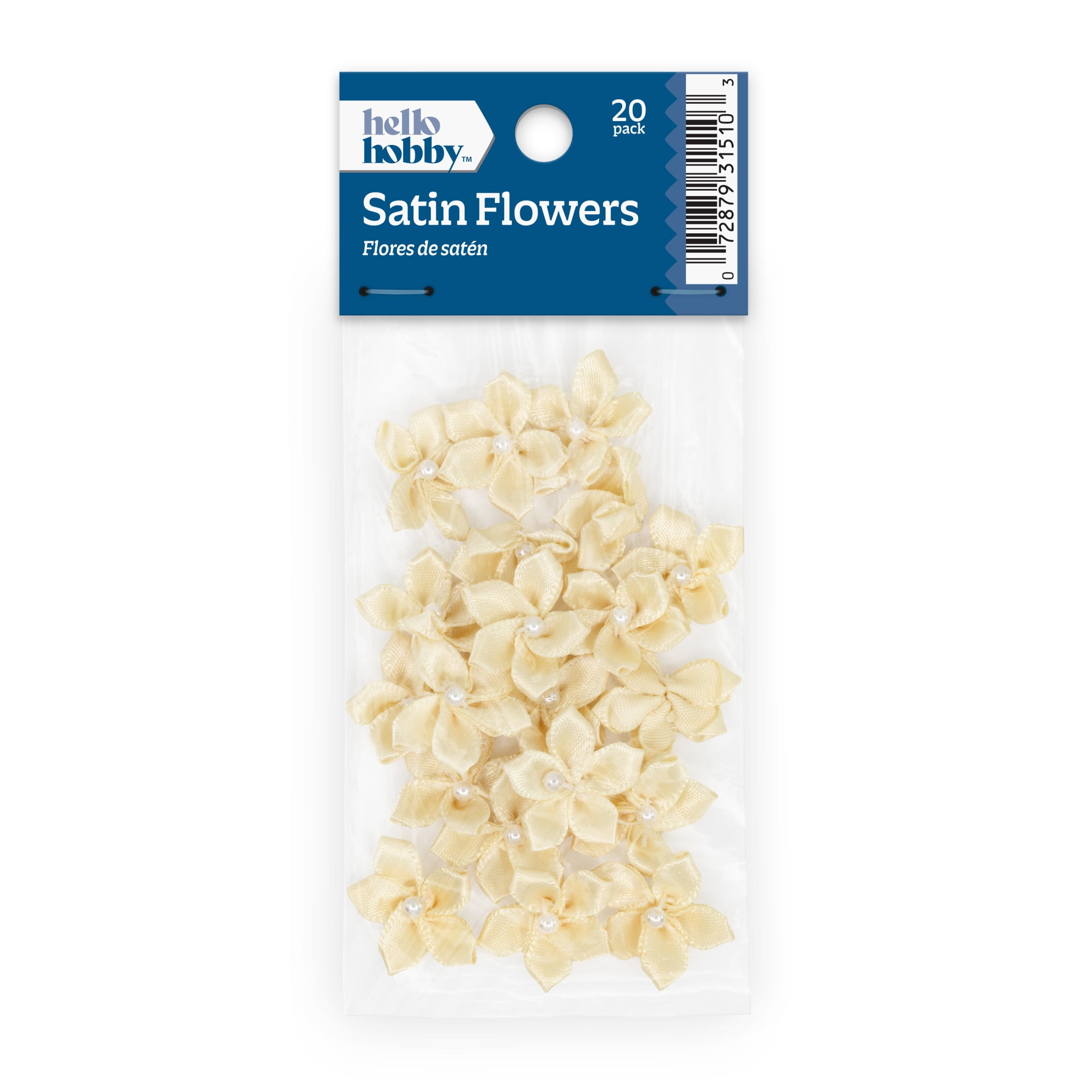 Hello Hobby Accessory 5 Petal Flowers, Cream, 20 piece