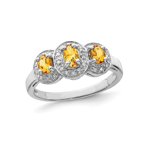 1/2 Carat (Ctw) Three-Stone Oval Citrine Ring in Sterling Silver
