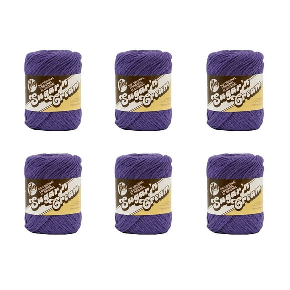 Lily Sugarn Cream Yarn 6 Pack Grape 6 Count