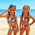 thumbnail image 2 of 250th Anniversary Flag Girls Swimsuits Size 10-12 2 Piece Set Patriotic Beach Vacation American Flag Floral Print Bikini Set Summer Sleeveless Girls Clothes Swimsuits Swimwear Wine 3-4 Years, 2 of 8