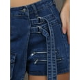 thumbnail image 5 of DARING DIVA Women's High Waist Western Asymmetrical Denim Cargo Skirt Shorts 2XL Dark Blue, 5 of 7