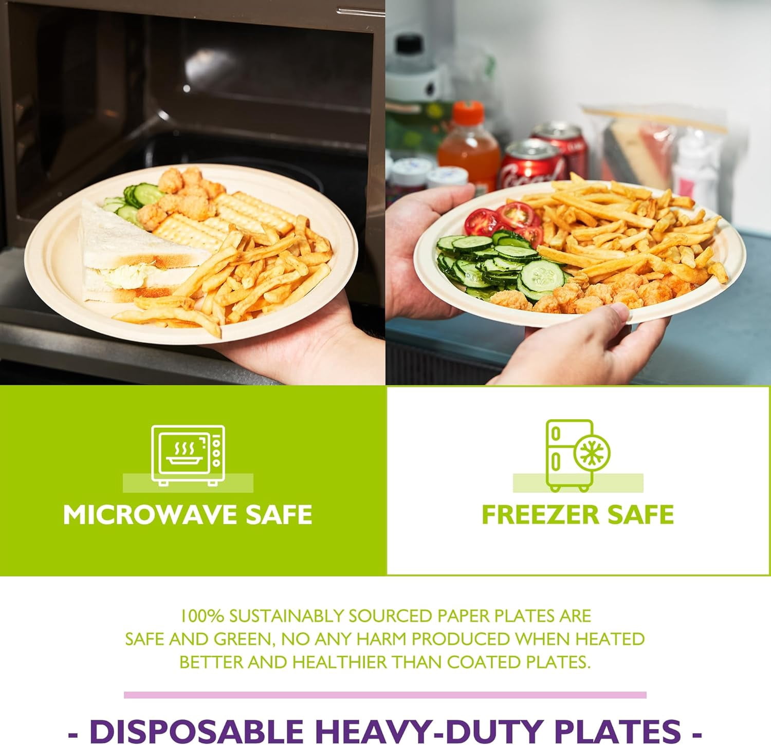 9 Inch 125 Pack Compostable Paper Plates, Biodegradable Heavy Duty Disposable Round Unbleached Brown Plates Made from Natural Sugarcane Fibers, for , Camping, Picnic