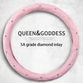 thumbnail image 7 of Diamond Steering Wheel Cover, Universal Size 14.5-15 Inch, Leather With Rhinestones, Non-Slip Design, Fashion Cute Interior, Protects Steering Wheel, Relieves Driving Fatigue, Easy Installation, 7 of 7