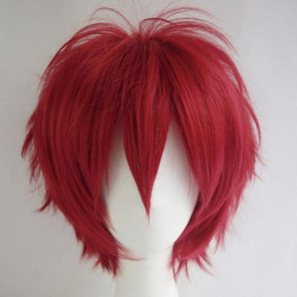 Peluca para cosplay S-noilite, corta, esponjosa, recta, color vino