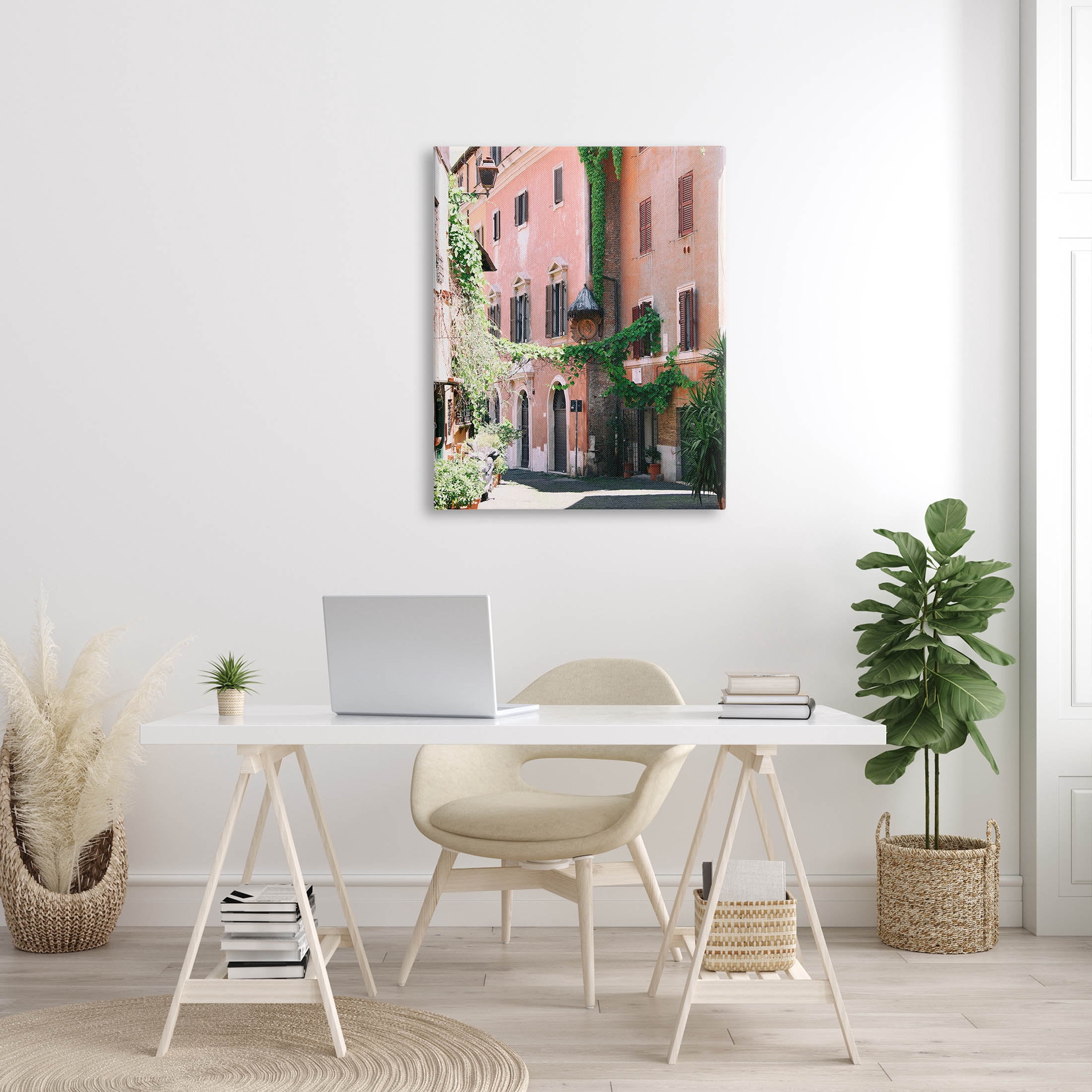 Neighborhood Ivy Vines Architecture Town & City Photograph Gallery Wrapped Canvas Print Wall Art