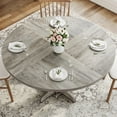 thumbnail image 4 of 47" Farmhouse Round Dining Table with Wood Tabletop and Sturdy Base, Circle Kitchen Table for 4 for Dining Room, Living Room, 4 of 7