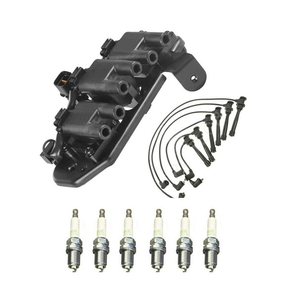 ISA Ignition Coil, 6 Spark Plugs and Wireset Compatible with 2004-2006 Hyundai Santa Fe GLS Sport Utility 4-Door 2.7L 2656cc V6 DOHC Replacement for UF425