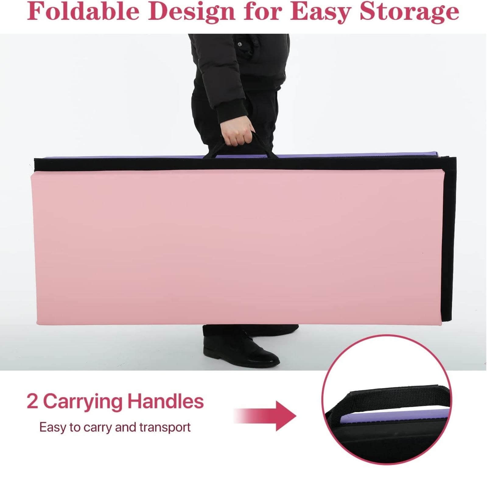 Gymnastics Mat 6x4x2 Folding Tumbling Mat 2 Thick Portable PU