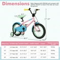 thumbnail image 3 of Costway Vélo pour Enfants 14 Pouces avec Selle et Guidon Ajustables, Roues Stabilisatrices Amovibles, Frein à Main, Rose, 3 of 10