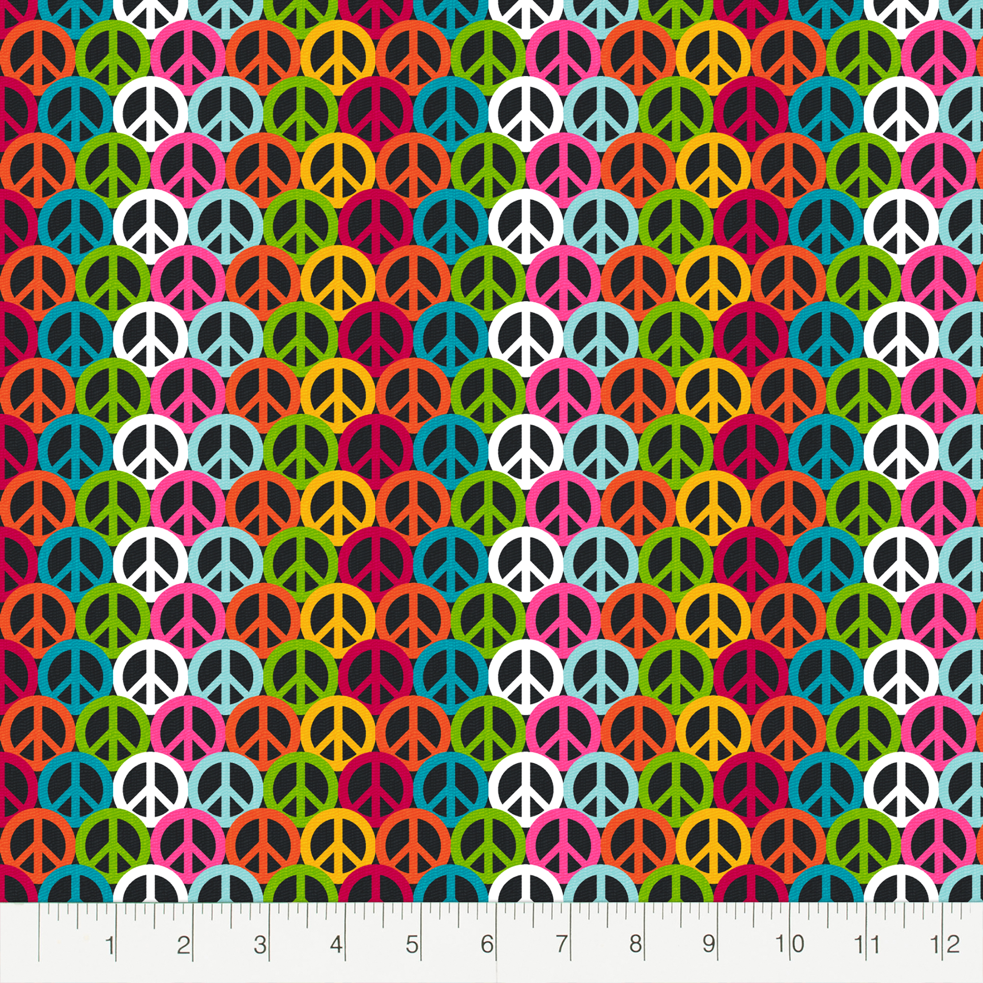 (4 pack) Create It 18"x21" 100% Cotton Peace Sign Precut Sewing & Craft Fabric , Black 1 Piece