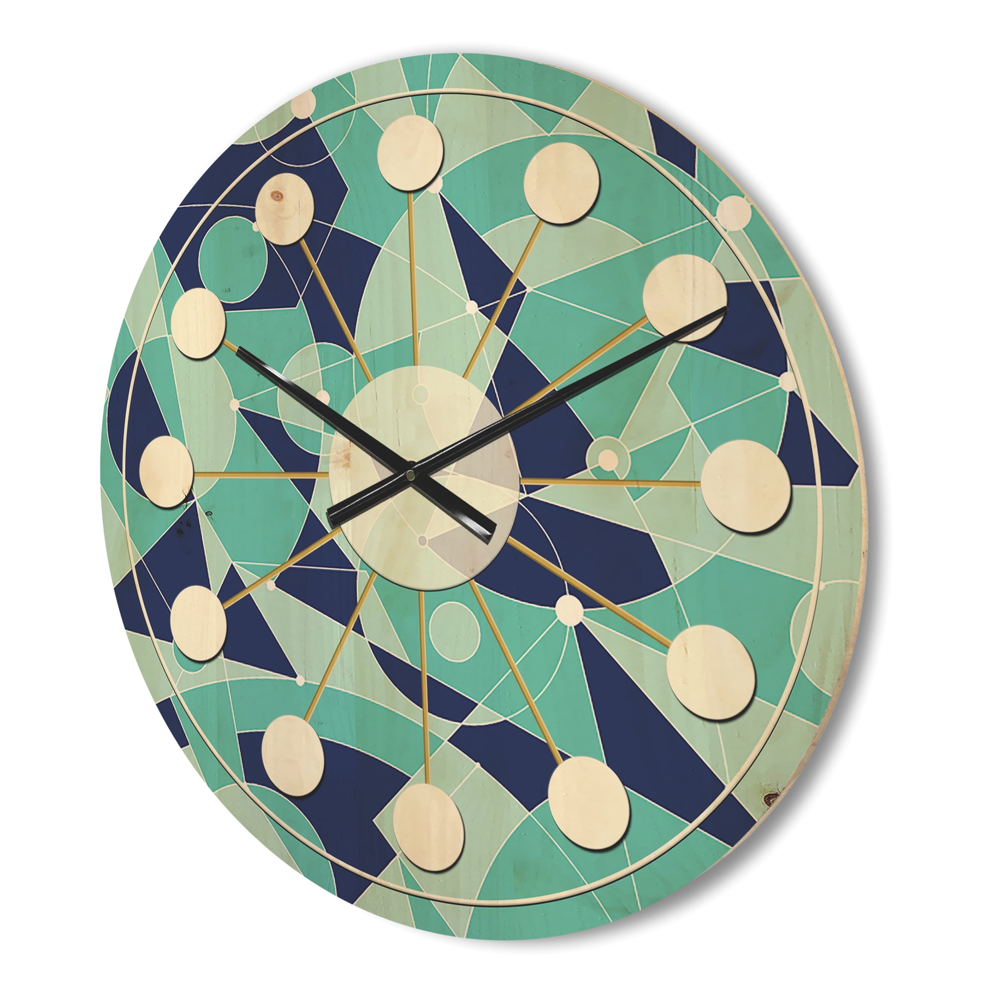 Designart 'Geometrical Retro Grid II' Mid-Century Modern Wood Wall Clock