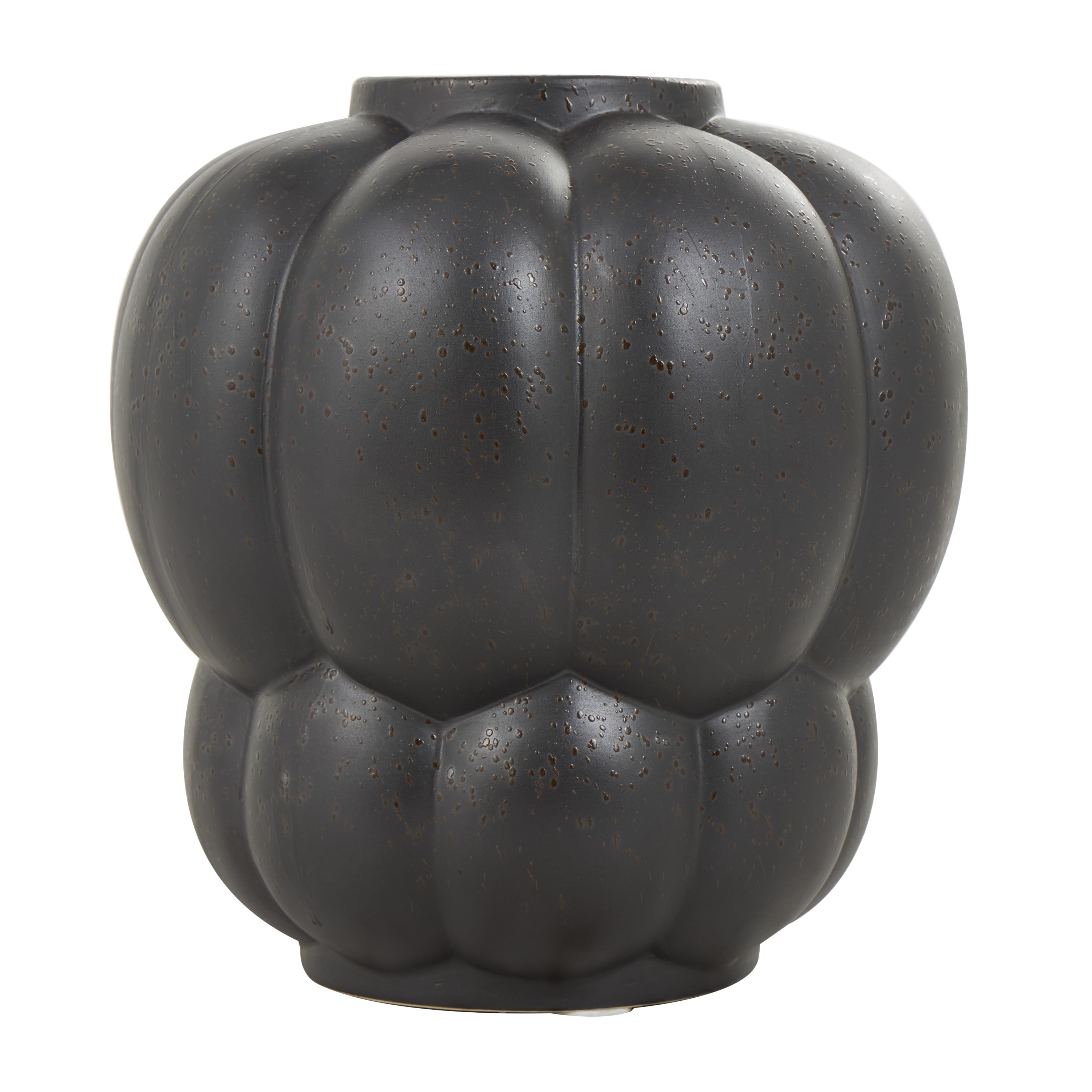 DecMode 11" Wide Bubble Inspired Black Ceramic Vase with Distressed Speckled Texturing