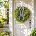 thumbnail image 5 of Bcylexb Spring Summer Wreaths for Front Door, 19.7" Greenery Door Wreaths Faux Fern Leaves Wreaths with Bow for Outdoor Porch Wall Decor, 5 of 7
