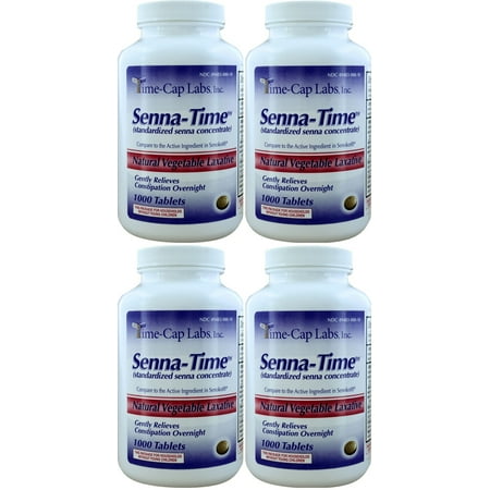 Senna 8.6 mg Generic for Senokot Natural Vegetable Laxative  1000 Tablets per Bottle Pack Of 4