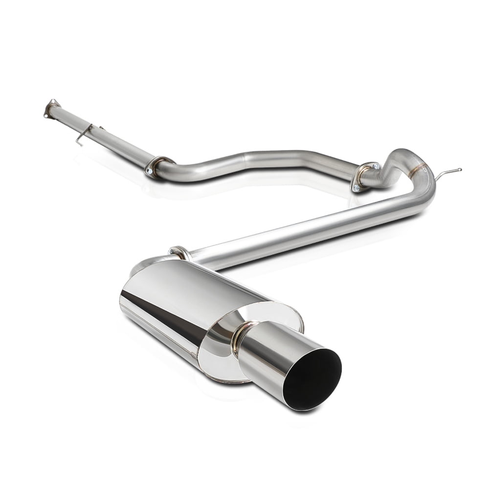 SS 4" Tip Oval Muffler Catback Exhaust System for 8891 Honda Civic 4Dr