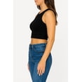 thumbnail image 3 of Women's Cropped Ribbed High Neck Cotton Stretch Tank Top 2-Pack, 3 of 4