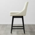 thumbnail image 4 of CHITA 26 inch Upholstered Swivel Fabric Counter Bar Stools with Back & Wood Legs Set of 2,Fabric in Linen, 4 of 8