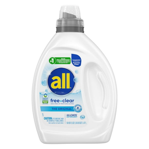 Detergente para ropa totalmente transparente, original, 1,47 L, 64 cargas