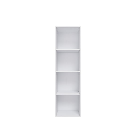41.93 in. Tall White Wood 4-Shelf Etagere Bookcase with Adjustable Shelves