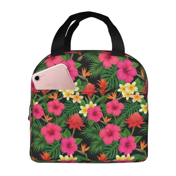 Flower Lunch Bag For Women Men Cute Reusable Insulated Lunch Box Large Capacity Lunch Tote Bag For Work, Picnic Or Travel