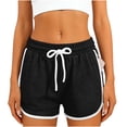 thumbnail image 6 of Olyvenn Women's Summer Casual Athletic Track Shorts Drawstring Elastic Waist Contrast Piping Black L, 6 of 6