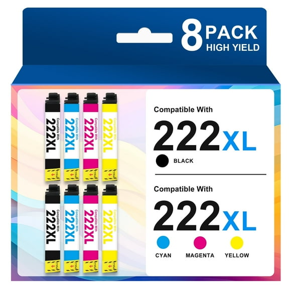 222 XL Ink Cartridges for Epson 222 Ink Cartridges for Epson 222 Printer Ink ( 2Black 2Cyan 2Magenta 2Yellow)
