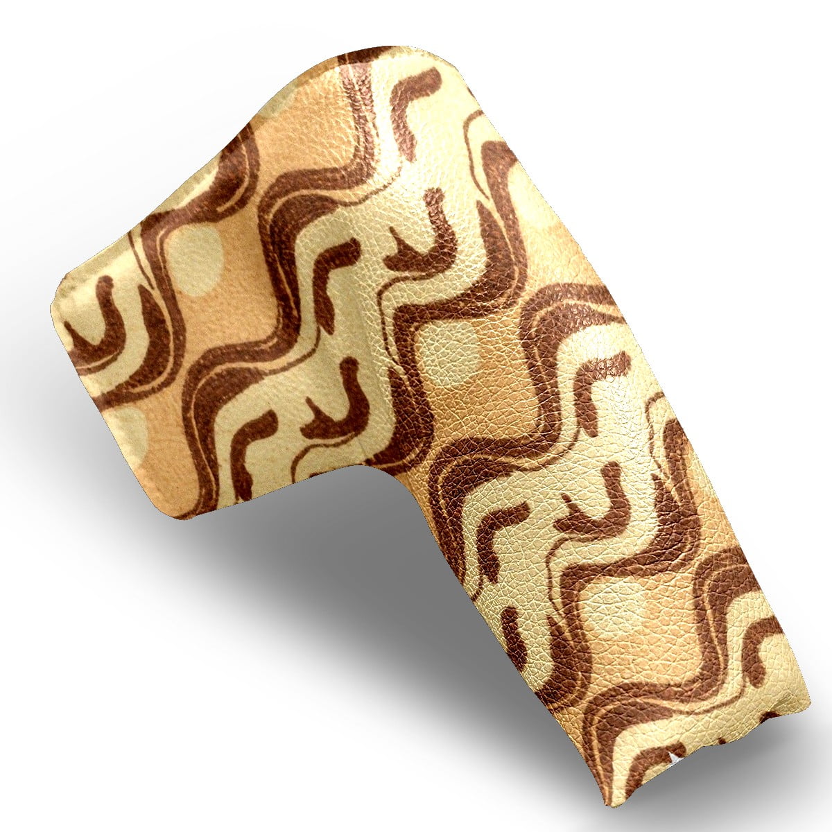 Golf Club Head Cover | Leather Golf Club Putte Headcover , Waterproof Golf Club Head Cover Set Driver Headcovers for Golf Clubs Men Women Beige Wave Motif