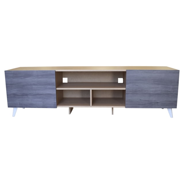 Mueble para TV de 80' Hogare Roble Gris Centro de entretenimiento minimalista