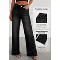 thumbnail image 2 of Pantalones PRETTYGARDEN Pierna Ancha Tiro Alto Desflecados Negro 4, 2 of 6