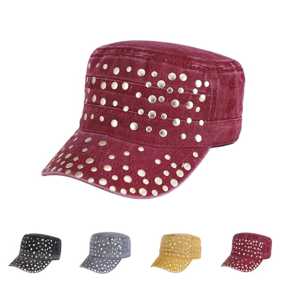 HuangHuanChen Women's Sparkle Studded Baseball Cap Gem Bling Ponytail Cap Adjustable Trucker Hat Outdoors Sun Cap Breathable Baseball Cap For Women Men Sequins Casual Sun Hat Grey One Size