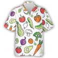 thumbnail image 2 of Camisa hawaiana con estampado 3D de pimientos, tomates y zanahorias para hombre, blusas hawaianas con estampado de verduras verdes, blusas informales con solapa, 2 of 5