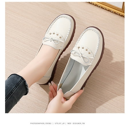 

Women s Comfy Casual Round Toe Soft Flats Size 37 Brown Hollow Design