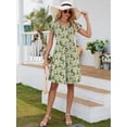 thumbnail image 6 of Chiclily Summer Dresses for Women Ruffle Sleeve Midi Dress Boho Beach Sundress with Pockets, Green Roses XL, 6 of 7