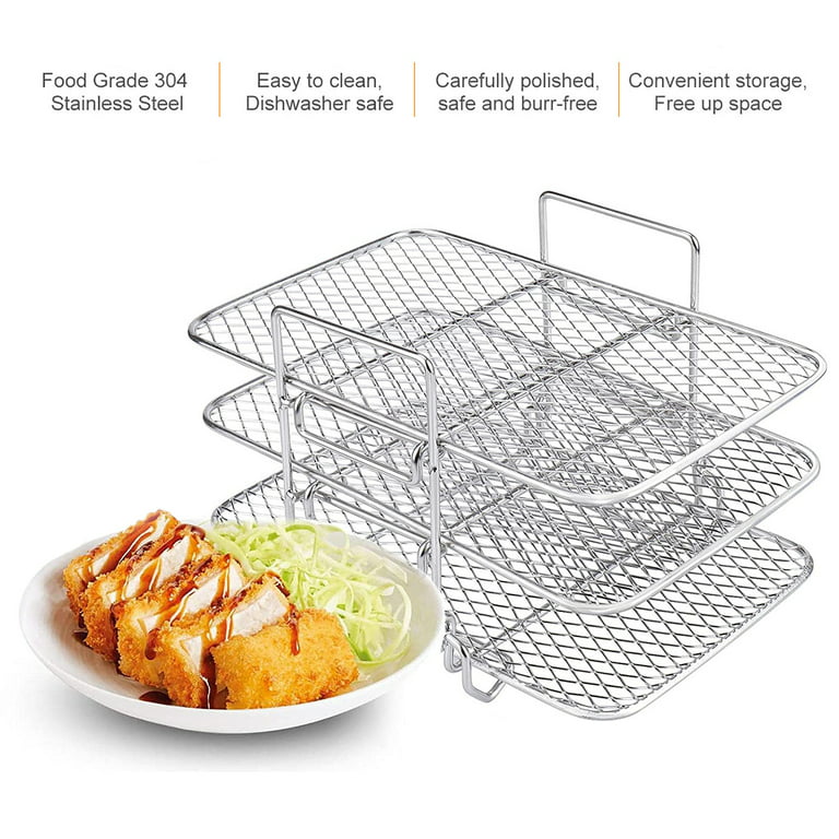 Sunfry Dual Air Fryer Accessories, 10pcs Double Basket Air Fryer Accessory Stainless Steel Air Fryer Rack + Silicone Air Fryer Pot for Ninja Foodi
