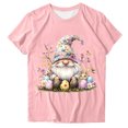 thumbnail image 3 of VBTAPA Happy Easter Shirt Women Short Sleeve Bunny Graphic T-shirt Easter Teacher Shirt Funny Holiday Blouse Tops Pink XXL, 3 of 5