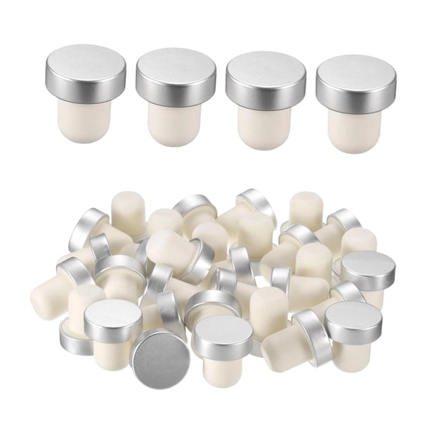 36 tapones de vino de 19,5 mm reutilizables para mantener el champán fresco. Plata