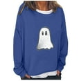 thumbnail image 2 of Ahabrexf Womens Christmas Tops, Casual Round Neck Halloween Print Fake 2 Pc Long Sleeve Shirt, 2 of 6