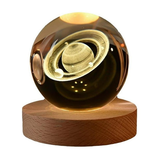 Ruifaya Bola de cristal del sistema solar 3D, esferas estelares calmantes de 2,4 pulgadas, la galaxia, luz de noche en forma de bola para la decoración de la sala de estar del dormitorio, escultura