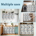 thumbnail image 6 of Teal Blue Grey Geometric Cabinet Curtains 28"W x 35"L, Dustproof Sink Skirt Curtain for Kitchen Bathroom, Morocco Abstract Art Adhesive Desk Skirt Short Curtains for Laundry Room Closet Shoe Rack, 6 of 8