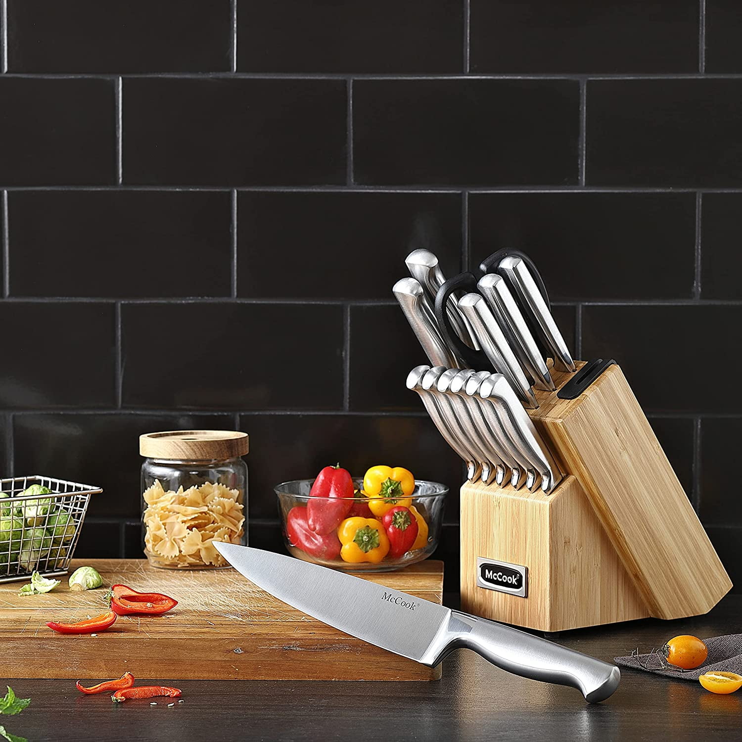 McCook® Kitchen Knife Sets, Golden Titanium Stainless Steel Knives
