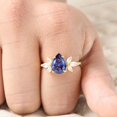 thumbnail image 4 of KANISHKAGEMS&JEWELS 8x6 mm / 1.5 Ct Vintage Pear Alexandrite Engagement Ring Yellow Gold Vermeil Silver Diamond Cluster Wedding Promise Anniversary Ring Minimalist June Birthstone Ring For Her, 4 of 6