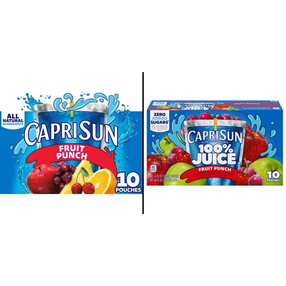 Capri Sun Fruit Punch 10 pk Pouches 6 oz & Capri Sun 100% Fruit Punch 10 pk Pouches 6 oz