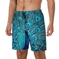 thumbnail image 1 of Balery Beautiful Blue Peacock Bañador para hombre, shorts de playa de secado rápido con entrepierna y forro de compresión-Large, 1 of 6