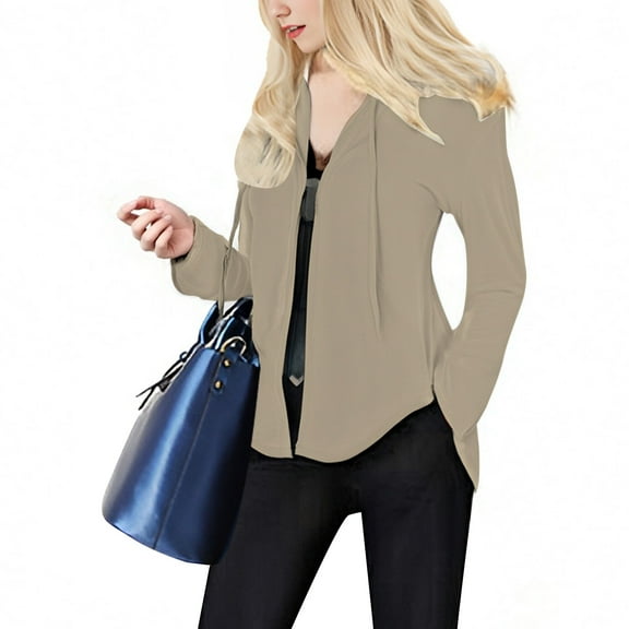 ZJXFGS Women's Lightweight Zip Up Hoodies Long Sleeve Thin Casual Hooded Jacket Lightweight Hoodies with Pocket Beige L