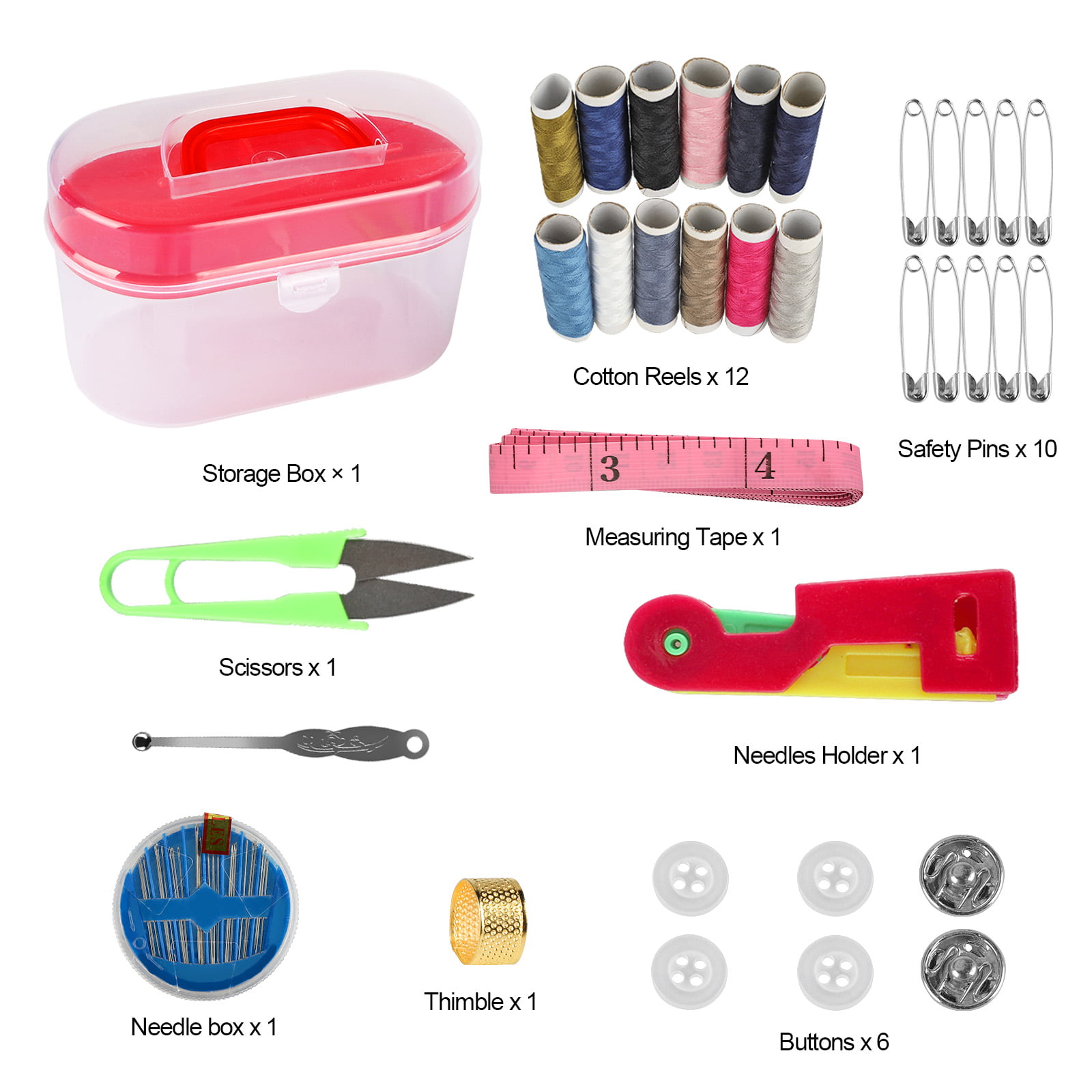 Sewing Kit, TSV 126pcs Set XL Sewing Supplies with Case Includes Scissors, Thimble, Thread, Needles, Tape Measure, Size: 0:没有相关性, Multicolor