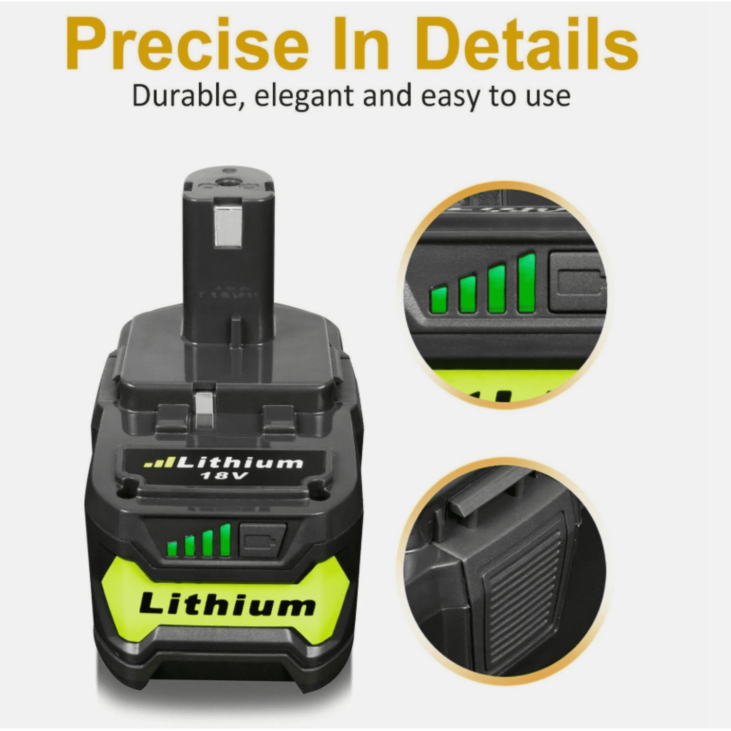 2Pack for Ryobi Battery 18V 5.0Ah Li-ion Black P108 Compatible with P102 P103 P105 P107