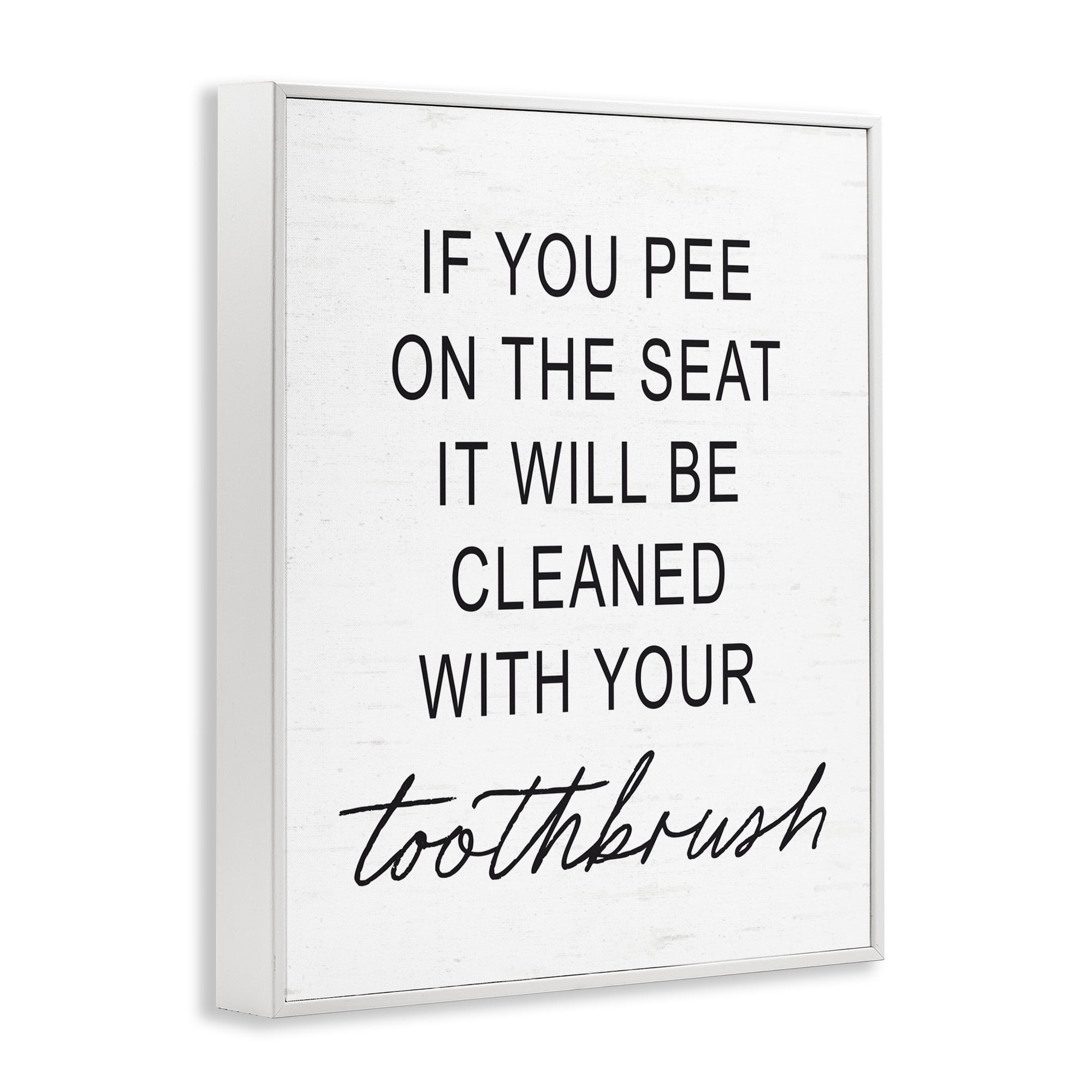 Sassy Clean With Toothbrush Warning White Framed Giclee Art, design by Lettered and Lined