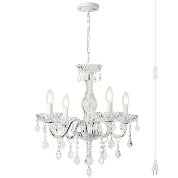 AOLALA 4-Light Art Deco Painting Corded Electric Crystal Chandeliers