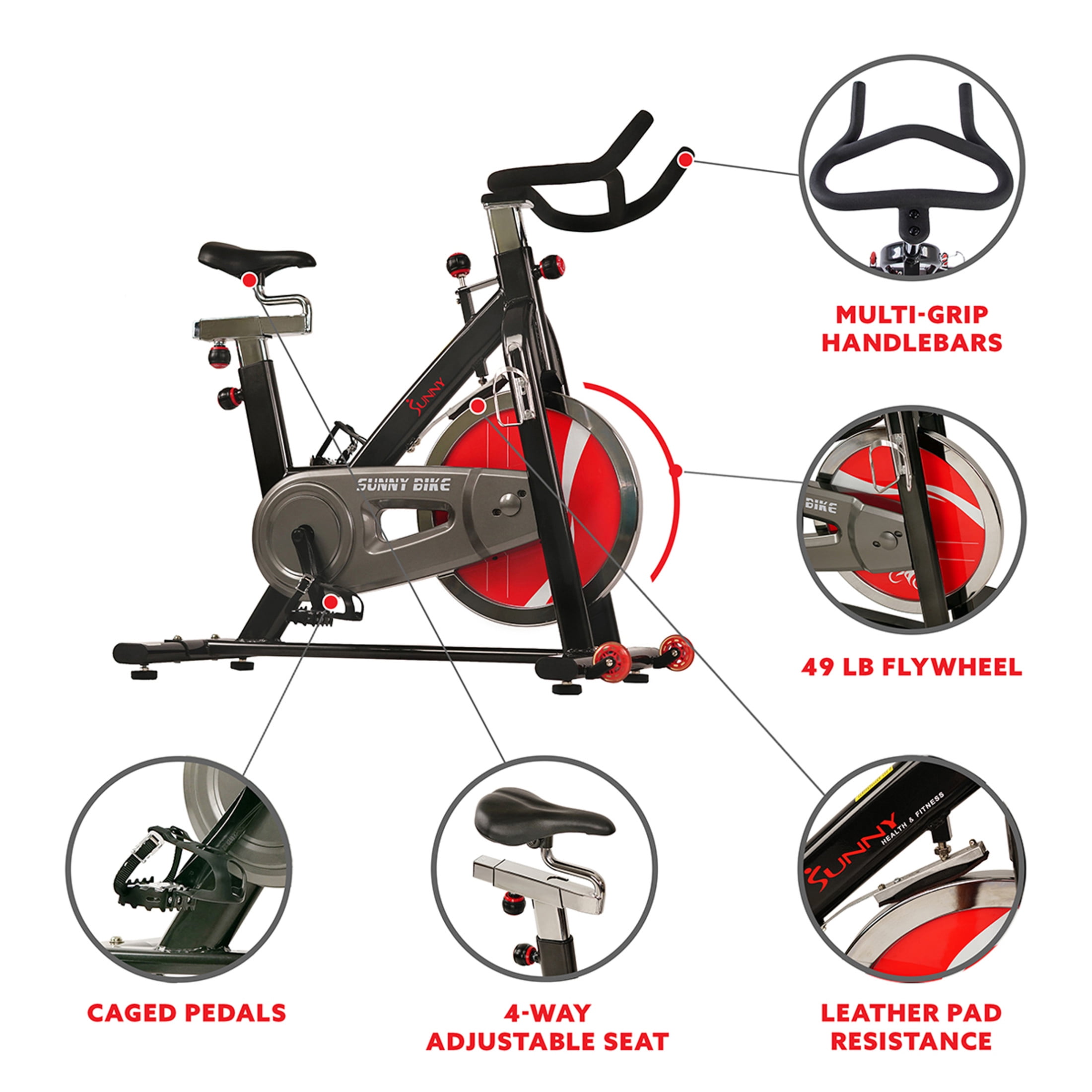 Sunny Health Fitness SF B1002C Chain Drive Indoor Cycling Trainer Exercise Bike Walmart