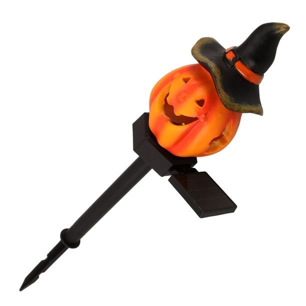 Lámpara solar de calabaza para jardín de Halloween, lámpara de estaca para patio, lámpara de palo para césped